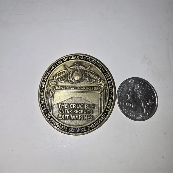 USMC "The Crucible" Earned Never Given Engravable Challenge Coin - Picture 2 of 2